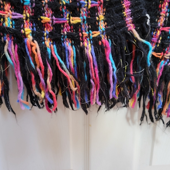 Timing Multicolor Knit Open Front Long Cardigan Sweater With Fringe Hem Size S/M - Picture 5 of 5